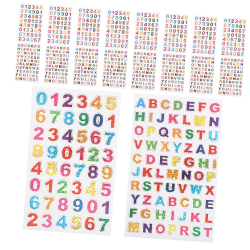 HAPINARY Glänzende Alphabet-aufkleber Buchstabenaufkleber 20 Bögen Glitzernde Zahlenaufkleber Für Dekoration Basteln Bildung Und Grußkarten von HAPINARY