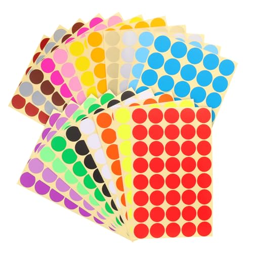 HAPINARY 20 Blatt Polka Dot Etikettenaufkleber Klebepunkte Aufkleber Bunte Kreisetiketten Kreispunkte Aufkleber Blankoaufkleber Bunte Punktaufkleber Klebepunkte Etiketten Punktetiketten von HAPINARY