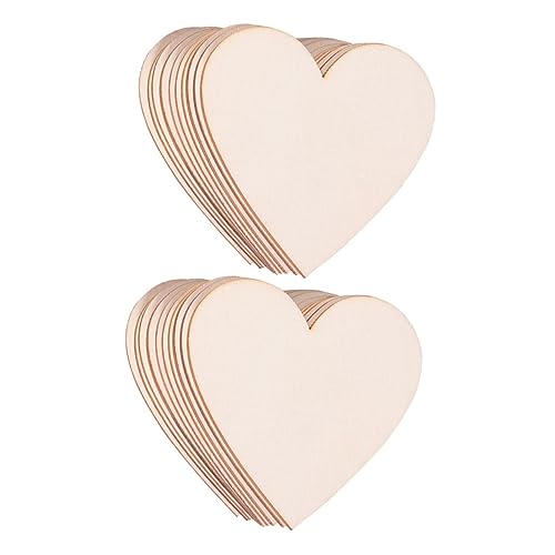 HAPINARY 20 Stk liebe Hackschnitzel herzförmige Handdekor leere Ornamente Herz- Band herzform heartstopped Holzstücke holzhandwerk selber machen Holzscheiben hölzern Beige von HAPINARY