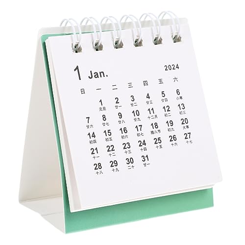 HAPINARY 2023 2024 Tischkalender 2023-2024 Tischkalender 2024 Desktop-staffelei-kalender Tisch-staffelei-kalender Tageskalender Mini-kalender 2024 Planer Kalender Bürokalender Green Papier von HAPINARY