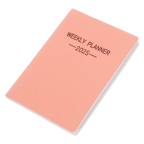 HAPINARY 2025 Taschen-wochenplaner Ideal Taschenkalender Bürobedarf Für Zuhause Mini Gebundene Ausgabe Notizblock Notizbuch Hardcover-planer Größe Wochenplaner Undatiert Monatlich Rosa Pu von HAPINARY