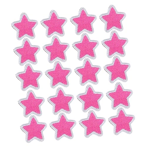 HAPINARY 20St Pentagramm-Patch gestickte Aufnäher Sternaufkleber Hutflecken Paillette untertischdecke vorhangstangen fünfzackige Sternflecken exquisite Stickereiapplikationen Polyester Rosa von HAPINARY