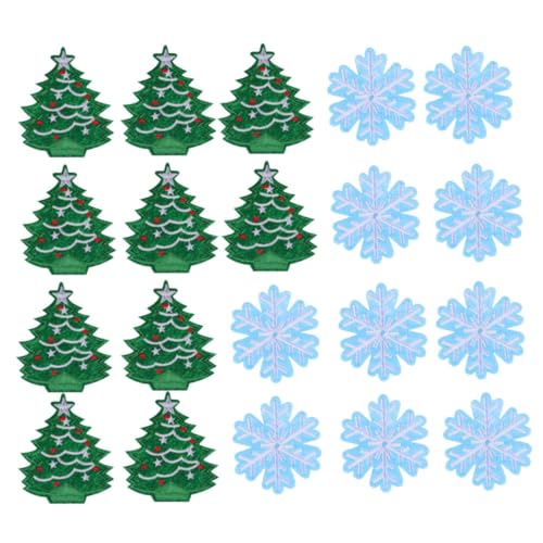 HAPINARY 20St Weihnachts-Patch-Aufkleber Weihnachtskrippe-Patch-Stern Weihnachts-Stickerei-Patch Winterdekoration Weihnachten Baum Weihnachtspatches gestickte weihnachtsaufnäher Stoff von HAPINARY