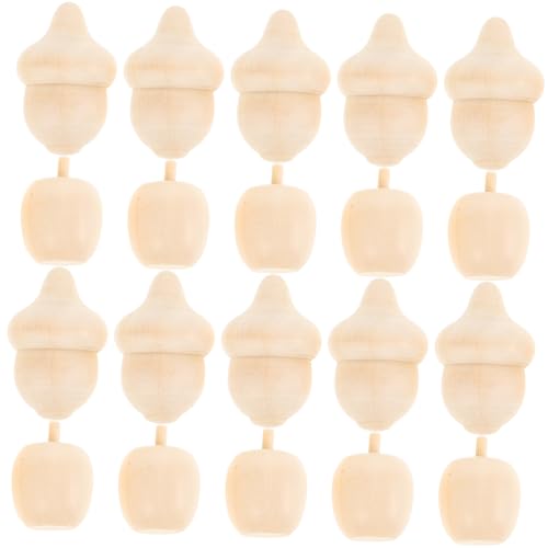 HAPINARY 20st Apfelornament Aus Holz Bastelschaumbaum Miniatur Eicheln Äpfel Unfertiges Holzaccessoire Unfertige Holzfigur Unfertige Eichel Leere Holzfigur Holzornamentbündel Beige von HAPINARY