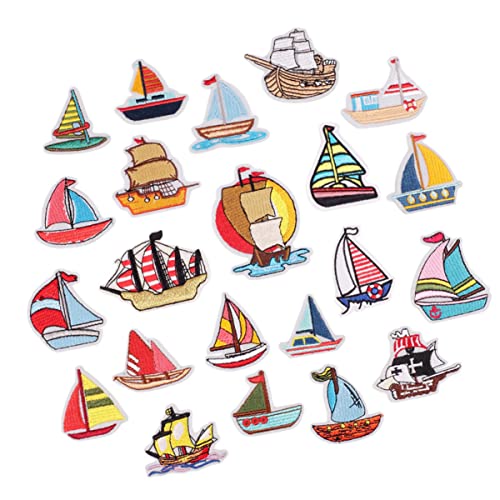 HAPINARY 23St Segelpatch Paillette Herz-Stickerei-Patch Flicken für Hosen Ozeandekor Dekoration handmade aufnäher sewing accessories gestickter Aufnäher bestickte Stoffaufkleber Polyester von HAPINARY