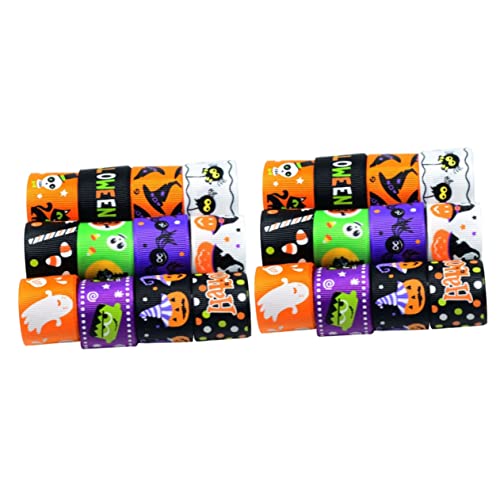 HAPINARY 24 Stk Halloween-Band Blumenband Bastelbänder Sortiment Laternengeisterband halloween haarschmuck geschenkband halloween Halloween-Musterband Band der Halloween-Serie Textil- von HAPINARY