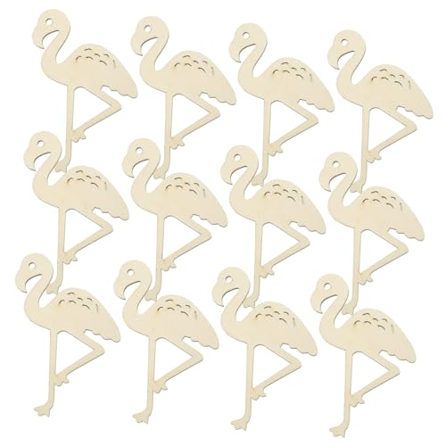 HAPINARY 24 Stk holzhandwerk holzfiguren holzdeko Flamingo Bastelset Holzstücke Holzanhänger Pflanzendekorationen Aufziehspielzeug aus Blech hölzerne Ornamente Holzausschnitte Bambus von HAPINARY