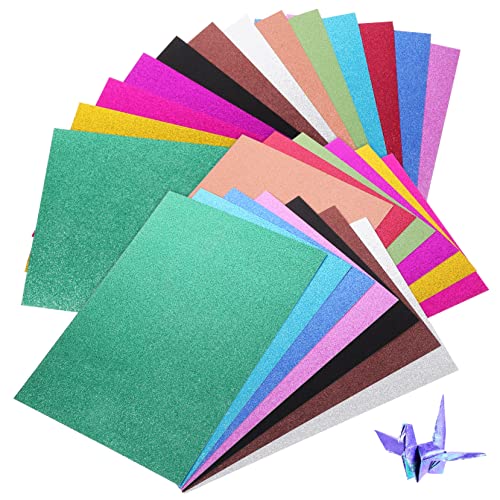 HAPINARY 26 Blätter Papierstau Papierfolie Glitzerpapier zum Basteln glänzende Glitzerkarten für Maker bastelmaterial für kreativpapier glänzende Kartenpapiere Glitzerkartenpapiere von HAPINARY