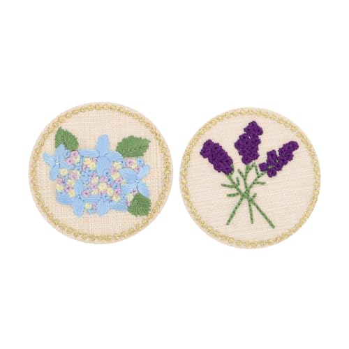 HAPINARY 2St Banner Stickrahmen Nähnadel Stickerei-Kits muttertagsgeschenk zum basteln aufbügler für jacken gestickter Aufnäher mit Pflanzenblume gestickte Aufkleberapplikation Rayon von HAPINARY