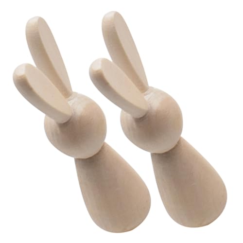 HAPINARY 2St Hase aus Holz Puppenkörper leere Stiftpuppe unbemalte Peg-Puppen Mini unvollendete Figur selbst bemalte Holzpuppen DIY Holzpflockpuppen Bastelbedarf zum Selbermachen von HAPINARY