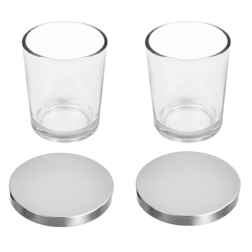 HAPINARY 2St Kerzenhalter Glas heller Feueranzünder Kerzengläser mit Deckel schmilzt Kerzenständer Bougie Teelicht hochzeitsparty candle light dinner leerer Kerzenbecher Kerzendose aus Glas von HAPINARY