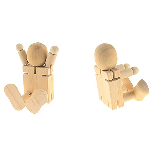 HAPINARY 2St Roboter mit beweglichen Gelenken aus Holz für kinderspielzeug kid toys Roboter Spiele Unfertige Puppen selber machen malten handwerk Bambus Beige von HAPINARY