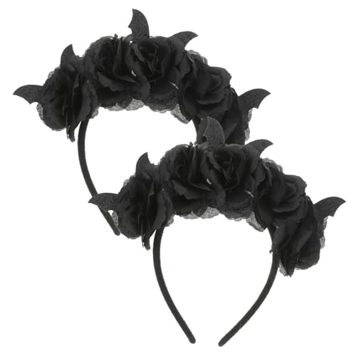 HAPINARY 2St halloween kopfschmuck halloween kopfbedeckung fasching kopfbedeckung Fledermaus Kostüm einzigartige Stirnbänder karneval haarband Cosplay Stirnband Requisite Stoff Black von HAPINARY