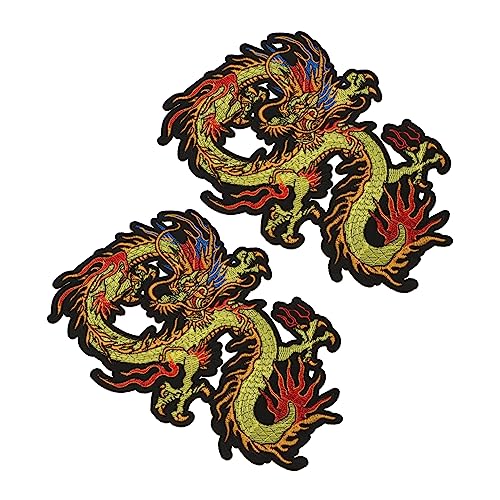 HAPINARY 2st Drache Gestickter Aufnäher Drachendekor Bausatz Stickapplikationen Drachenmuster Nähprodukte Kleidung Stoffkunst Stickerei Dekoration Stich Bestickt Polyester-pailletten von HAPINARY