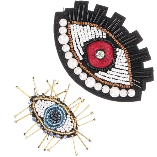 HAPINARY 2st Pailletten-augenklappe Bausatz Jeans-patches Gothic-patches Flecken Reparaturflicken Für Pufferjacken Armbänder Stich Evil Eye Armband Damen Irisierend Masken Stickerei Gefühlt von HAPINARY