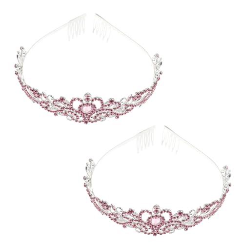 HAPINARY 2st Strass-krone Abschlussball Tiara Mit Kamm Prinzessinnenkrone Für Mädchen Brauthaarschmuck Mädchen Tiara Mädchen Krone Brautdiamant Barocke Hochzeitstiara Zinklegierung Rosa von HAPINARY