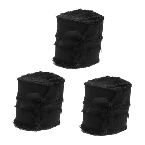 HAPINARY 3 Rollen Chiffonband Geschenkverpackung Verpackung Blumenkuchendekorationen Band für Blumenstrauß Satinband ribbon ripsband Partyband Fransenbänder für die Hochzeit Polyester Black von HAPINARY