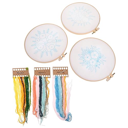 HAPINARY 3 Sätze Stickmaterialpaket embroidery set Bausatz Stickset Stickwerkzeuge Handstickerei-Kits Stickgarn Stickerei-Ornament Handgefertigtes Ornament Kreuzstichpackungen Polyester von HAPINARY