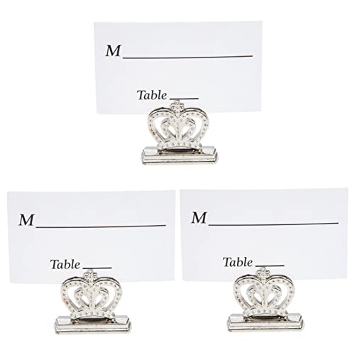 HAPINARY 3 Stk Kronensitz-Clips Platzhalter für Hochzeiten Tisch Bilderclipständer Gestell Rahmenhalter Spitze hochzeitsdeko hochzeitsdeco Notizhalter Bildhalter Fotoclips Legierung Silver von HAPINARY