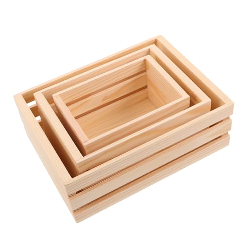 HAPINARY 3 Stück Mini -Holzrahmenmodell Display-Organizer aus Holz dekorativer Holzbehälter Schatzbehälter aus Holz rustikale Partydekoration Lagerkisten für Bauernhäuser Beige HAPINARY 3 Stück Mini -Holzrahmenmodell Display-Organizer aus Holz dekorativer Holzbehälter Schatzbehälter aus Holz rustikale Partydekoration Lagerkisten für Bauernhäuser Beige von HAPINARY