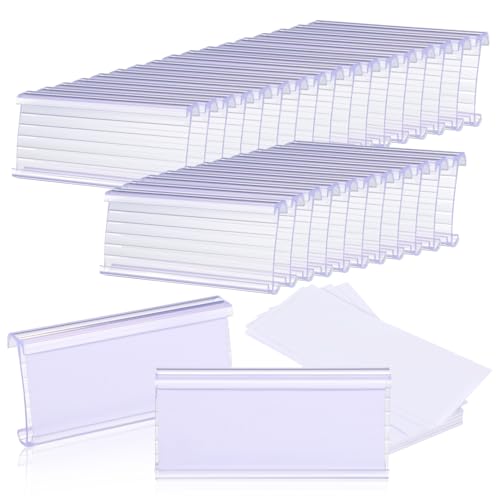 HAPINARY 30 Sätze Regal Fingerseilspiel Folienbonbons Etikettenhalter Set Etikettensystem Supermarkt Etiketten für Drahtgestelle Organisationsetikett der Lagereinheit PVC Transparent von HAPINARY