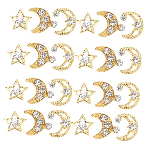 HAPINARY Metall Nail Art Charms 30 Stücke Stern Mond Design Glänzenden Strass Nagel Dekorationen für von HAPINARY