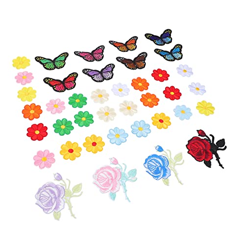 HAPINARY 39 Stk Aufkleber Flicken Nähen Schmetterling Patches Zum Aufnähen Blumen- Schmetterlinge Nähen Herz-stickerei-patch Aufnäher Für Kleidung Aufnäher Mit Schmetterlingen Stoff von HAPINARY