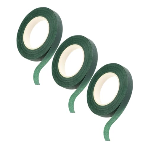 HAPINARY 3St Blumenstrauß aus grünem Band grüne Blumenklebeband Floristik Klebeband Blumenbinden Tape Drahtband Pflanzentrainingsband Gartenbauband Kleber auf Gummibasis Dark Green von HAPINARY