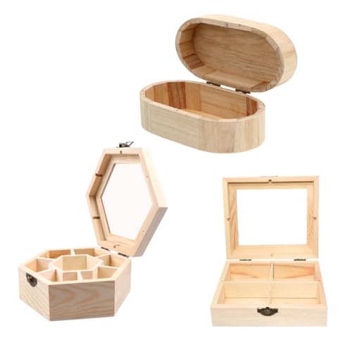 HAPINARY 3pcs Dekoratives Holz Bemalte Schmuckschachtel DIY Holzkiste Für Kinderhandwerk von HAPINARY