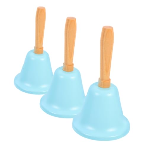 HAPINARY 3st Handklingel Glocke Klingel Für Schreibtisch Schulglocke Jingle Bells Handglocken Hundetrainingsglocke Abendessenglocke Klingglöckchen Laute Handglocke Stabglocke Sky-blue Eisen von HAPINARY