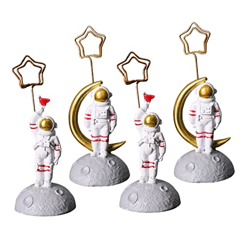 HAPINARY 4 Pcs Astronaut Visitenkartenhalter Mittelstücke Astronaut Kartenhalter Grußkarte Display Ständer Foto Ständer Tabletop Tragbare Tisch Desktop Astronaut Harz Bunt von HAPINARY