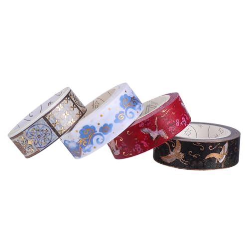 HAPINARY 4 Rollen Heißpräge Washi Klebeband Tag Aufkleber Aufkleber Retro Pflanzenetiketten Aluminiumfolie Klebeband Abdeckband Tagebuch Klebeband Washi Klebeband von HAPINARY