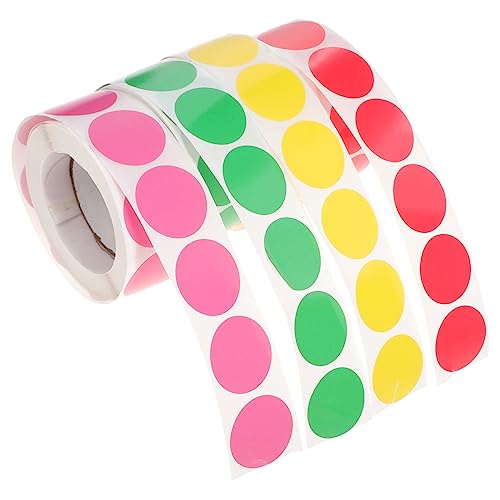 HAPINARY 4 Rollen Klebeaufkleber Bunte Etikettenaufkleber Umschlagaufkleber Klebeetiketten Einfarbige Runde Aufkleber Scrapbook-aufkleber Aufkleber Für Preisschilder Sticky-codierung Papier von HAPINARY