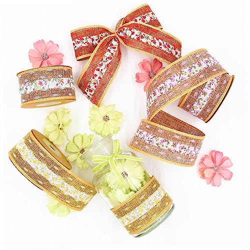 HAPINARY 4 Rollen Spitzenband dunkles Band Sackleinen Juteband Vorhang ribbon schienbeinschoner tape blumenarrangement ziehschleifenband gewebtes Band Seil aus Hanfgeflecht von HAPINARY