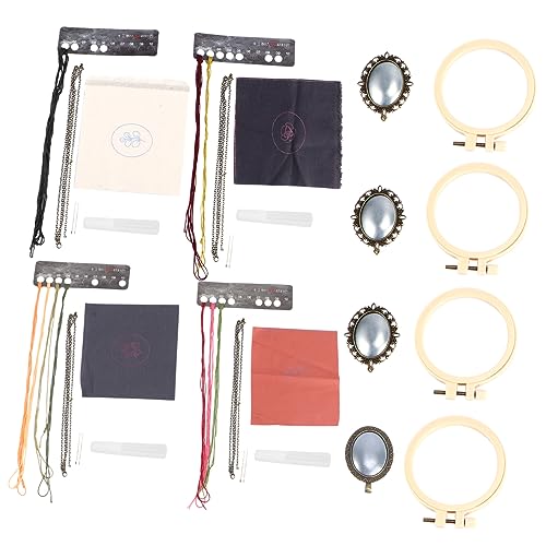 HAPINARY 4 Sätze Stickset Selber Machen Stickrahmen Armbänder Stich-kits Armband-set Rocailles Perlen Masse Bausatz Tonperlen Stickstift Perlen-kit Reize Reifen Bestickte Anhänger Baumwolle von HAPINARY