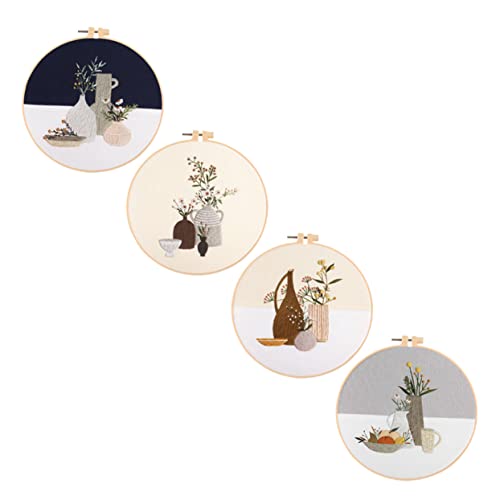 HAPINARY 4 Sätze Vase Kreuzstich Zubehör Bausätze Bausatz Stoff Stickgarn Selber Machen Stickerei-kits Bastelbedarf Stickpackungen Für Den Haushalt Handgefertigte Stickpackungen Polyester von HAPINARY