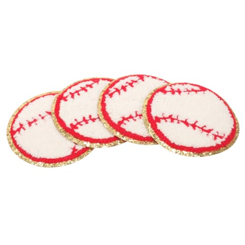 HAPINARY 4 Stück Baseball-bügeltuch-aufnäher Kleine Fellflecken Applikationen Aufkleber Für Zarte Fellflecken Dekorative Sportball-aufnäher Dekorative Patches Flecken Für Polyesterfaden von HAPINARY