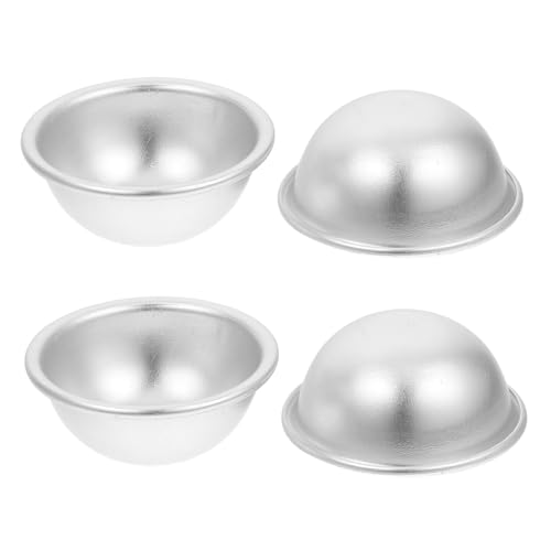 HAPINARY 4 Stück Formen Für Badebomben Blech Gebäck Muffinformen Mini-cheesecake-pfanne Herstellung Zinn Käsekuchen Kuchenformen Zum Backen Fondantformen Kuppel Container Badeformen Silver von HAPINARY