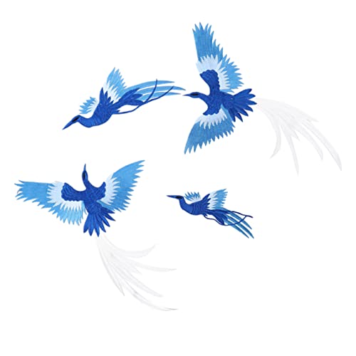 HAPINARY 4 Stück Gestickter Phoenix-Patch Bausatz kommerziell Randbereich Bausätze Cool schmackofatz delikatesse Bag decoration lecker Kleiderflicken DIY genähtes Accessoire Rayon Blue von HAPINARY