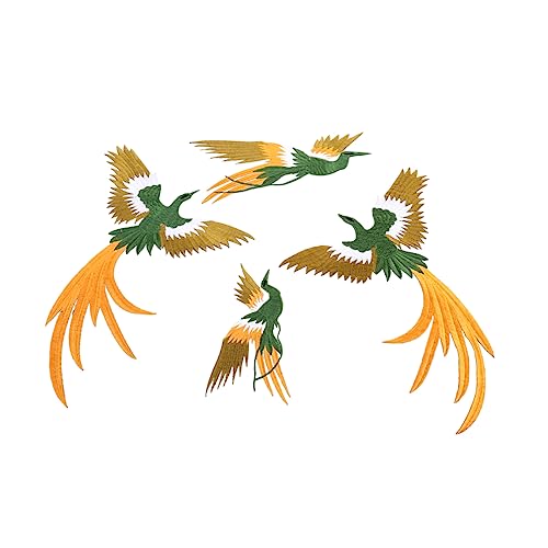 HAPINARY 4 Stück Gestickter Phoenix-patch Funkeln Bestickt Trimmen Paillette Stoff Aufkleber Blau Kleiderflicken Stich-patch Patches Nähen Diy Genähtes Accessoire Green Rayon von HAPINARY