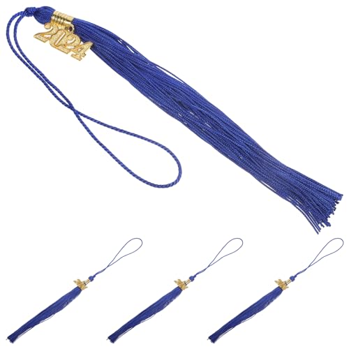 HAPINARY 4 Stück Graduierungskappe Quasten Abschlusskleid Meister Hut Glückwunsch Abschlusshut Fransen Abschlusskappendekoration Abschluss Bachelor Abschlussdekorationen Blue Polyester von HAPINARY