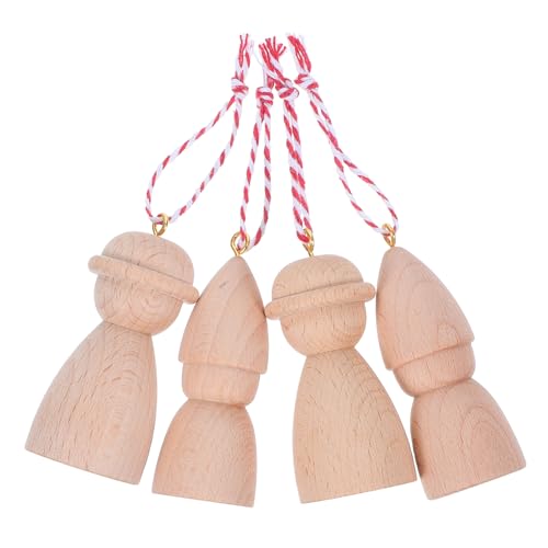 HAPINARY 4 Stück Kleiner Mann-anhänger Aus Holz Steckpuppen Bemalen Diy-graffiti-puppen Holzfiguren Menschenfiguren Aus Holz Holzpflockpuppenmenschen Dekorativ Holzpuppe Beige Hölzern von HAPINARY