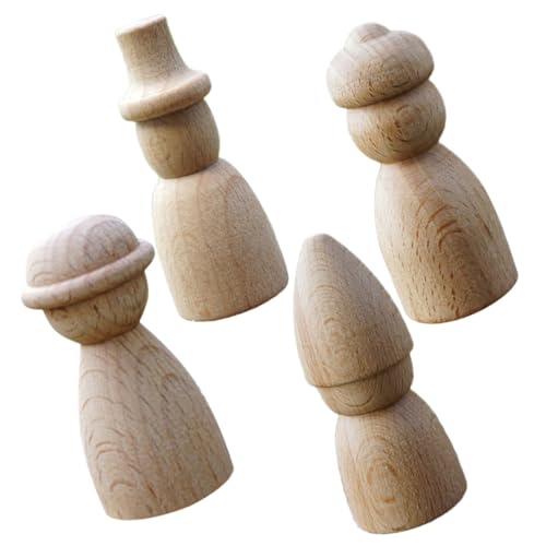 HAPINARY 4 Stück Miniatur-Dekor puppen selber machen Mikro-Landschaftspuppendekor Puppenkörper kinder holzspielzeug dekoring weihnachten Peg-Puppen unfertige Puppen aus Holz hölzern von HAPINARY