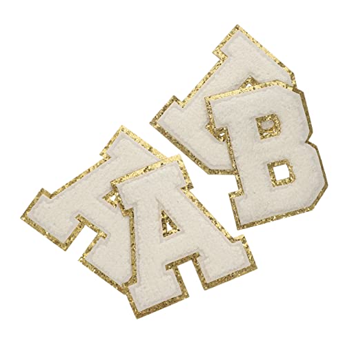 HAPINARY 4 Stück Stickaufkleber für Kleidung süße Patches Outdoor-Stoff bestickt buchstaben aufnäher buchstaben patches Flicken für Jacken Patches für Kleidung zum Aufbügeln Polyester Beige von HAPINARY