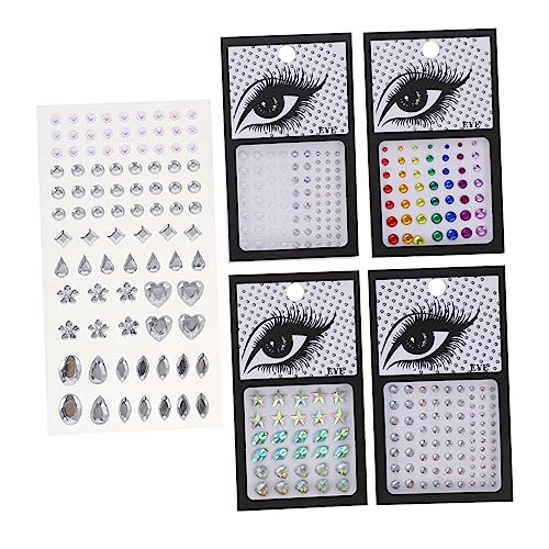 HAPINARY 5 Blätter Strass-Aufkleber für das Gesicht Ohrclips für Damen silberne Ohrstecker für Damen Gesichtsschmuck Rave gems rhinestones Augen Aufkleber Edelsteine ​​für Make-up Acryl von HAPINARY