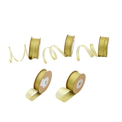 HAPINARY 5 Rolle Bandgeschenke Goldenes Drahtband Verpackungsbänder Aus Stoff Goldband Für Den Weihnachtsbaum Goldenes Weihnachtsband Verpackungsband Für Grosgrain-bänder Geschenkband von HAPINARY