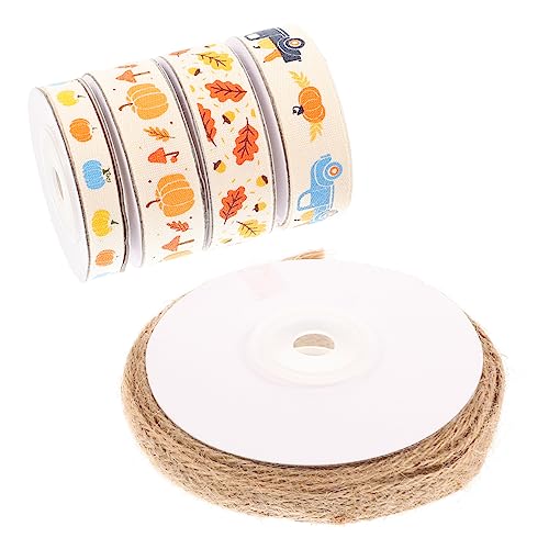 HAPINARY 5 Rollen Thanksgiving-Gurtband Weihnachtsband Dekoration Bänder zum Verpacken Band für ribbon geschenkband Kranz Bastelband geschenkverpackung hochzeit Polyester von HAPINARY