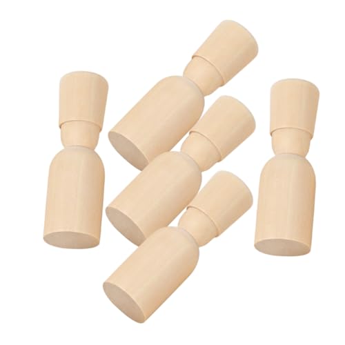 HAPINARY 5 Stk Log Farbe Kleiner Holzmann Steckspiel Partydekoration Peg-puppen-kuchen-deckel Unfertige Menschenpuppen Aus Holz Unfertige Holzmenschen Schlichte Holzfiguren Holzpuppe Beige von HAPINARY