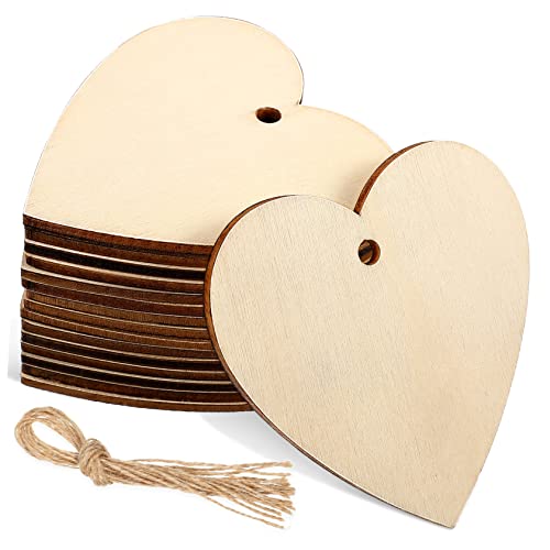 HAPINARY 50 Stück Holzspäne Holzornamente Holzscheiben Rubbelaufkleber Konfetti-herzen Magnete Für Bastelarbeiten Perlen Farbstifte Lochgelochtes Hängendes Herz Ornamentrohlinge Herz Puzzle von HAPINARY