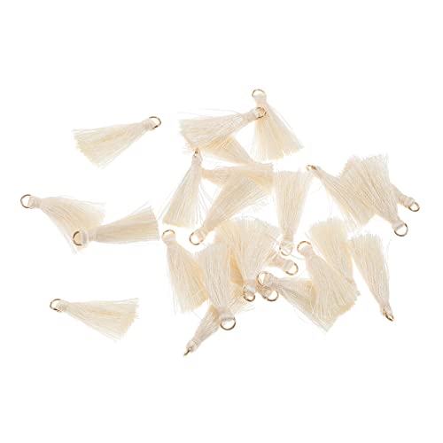 HAPINARY 50 Stück Quaste Anhänger Mini-Quasten-Anhänger Quasten Anhänger Zubehör bunte Schlüsselbundquaste pkwanhänger schmuckherstellung acessories DIY Quaste dekorative Quaste Rayon Beige von HAPINARY